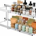 2 Tier Individual Pull Out Cabinet Organizer 15" W x 22" D, Heavy Duty Pull Out Drawers for Kitchen Cabinets, Slide Out Shelves for Base Cabinet Organization in Kitchen Bathroom Pantry