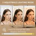 Vanity Mirror with Lights, 19.7"x16.5" Hollywood Mirror with 12 Dimmable LED Bulbs, 3 Color Lighting Modes & 10X Magnification Desk Wall-Mounted Makeup Vanity Mirror