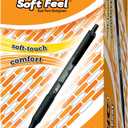 BIC Soft Feel Black Retractable Ballpoint Pens, Medium Point (1.0mm), 36-Count Pack, Black Pens With Soft-Touch Comfort Grip