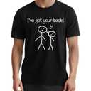 Men's Graphic T-Shirts Short Sleeve Crewneck Tees I Got Your Back Stick Figure Graphic Funny T Shirt(1006) (Black, XXL)