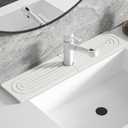 Faucet Mat for Kitchen Sink, Sink Water Splash Guard, Diatomite Stone Sink Tray - Super Absorbent, Prevents Moisture Buildup, Quick Dry Sink Stone for Bathroom Counter (White, Large)
