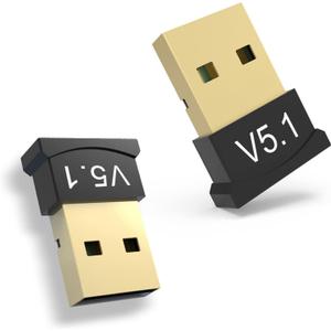 2 Pack Bluetooth Adapter for PC, Wansurs USB Bluetooth Adapter 5.1 EDR, BT Dongle Wireless Receiver for Speaker, Mouse, Keyboard, Headphones Compatible with Win10/11
