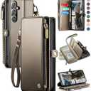 Defencase for Samsung Galaxy S25+/ S25 Plus Magnetic Wallet Case Compatible with Magsafe with RFID Blocking Zipper & Card Holder, PU Leather Detachable Phone Case for Galaxy S25+/ Plus 6.7", Titanium