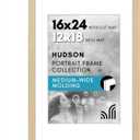 Americanflat 16x24 Poster Frame with Polished Plexiglass - Use as 12x18 Frame with Mat or Display 16x24 Photo Without Mat - Hudson Collection - Wide Picture Frames for Wall Display - Natural Oak