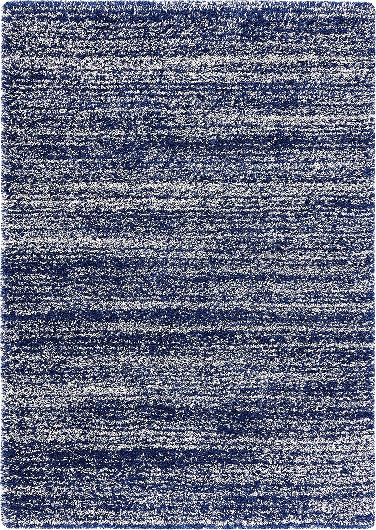 SAFAVIEH Hudson Shag Collection Accent Rug - 2' x 3', Navy & Ivory, Non-Shedding & Easy Care, 2-inch Thick Ideal for High Traffic Areas in Entryway, Living Room, Bedroom (SGH295N)