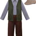 ReliBeauty Kids Colonial Costume Boys Victorian Costume for Boys (12/150, Gray)