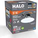 HALO 5 inch / 6 inch LED Recessed Light Trim 750 Lumens Dimmable Baffle Can Light with 5 Color Temperatures for Ceiling Indoor Outdoor Shower LT56079FS1EWHR
