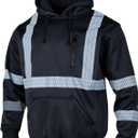 VENDACE Hi Vis Safety Reflective Sweatshirt Hoodies for Men ANSI Class 3 High Visibility Fleece Pullover Hoodie Jacket (Black,4XL)