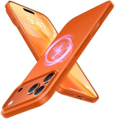 TORRAS Magnetic Slim Fit for iPhone 17 Pro Case 6.3 inch, Ultra-Thin, Compatible with MagSafe, Lightweight Matte Anti-Scratch Hard PC Cover Phone Case for iPhone 17 Pro OriginFit, Glossy Orange