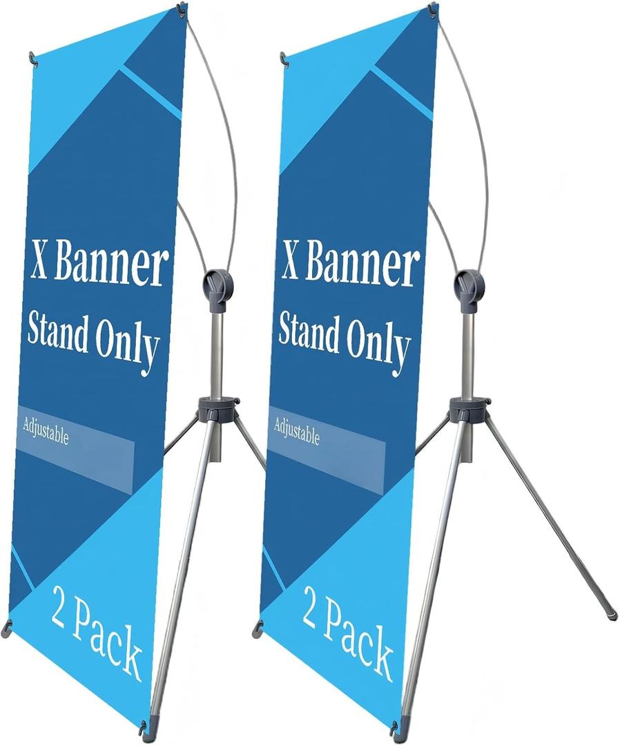KOOLDE X Banner Stand Retractable Poster Stand Vertical Adjustable Banner Holder Stand 23 x 63 to 31 x 78 Inch (STAND ONLY 2 Pack)