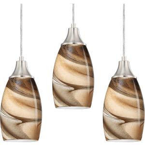Karyfine Mini Pendant Lights Kitchen Island Light Brown Glass Lamp Shade Hand Blown Glass Pendant Light with Brush Nickel Finish Adjustable Cord for Kitchen Over Sink, Dining Room (Light Brown-3P)