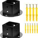 Floor Flange 2x2 Mounting Bracket Square Fence Pole Flange Base Heavy Duty Post Base 2 inch Post Anchor Base Wall Mounted Column Anchor Base for Deck Railing Mailbox