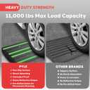 Pyle 2 Ft. Rubber Threshold Curb Ramp Set, Green Reflective Strip for Driveways, Non-Slip Marine Grade Rubber, Pack of 2 Heavy Duty Car Ramps for Trucks, RVs, Forklifts, 24.0x 16.0 x 2.6 Inches