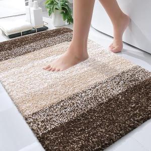 OLANLY Bathroom Rug Mat 30x20, Extra Soft and Absorbent Microfiber Bath Rugs, Non-Slip Plush Shaggy Bath Carpet, Machine Wash Dry, Bath Mats for Bathroom Floor, Tub and Shower, Light Grey