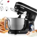 VEVOR Stand Mixer, 5QT Dough Mixer, 10+P Speeds Tilt-head Food Mixer, Kitchen Mixer with Stainless Steel Bowl, Dough Hook, Wire Whip, Beater, Scraper, Household Stand Mixer for Baking Mixing, Black