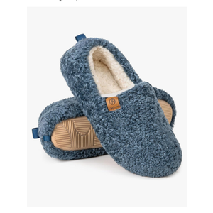 EverFoams Women’s Soft Curly Full Slippers Memory Foam Lightweight House Shoes Cozy Loafer with Polar Fleece Lining, Size 9-10