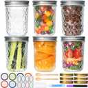 Mason Jars 16 oz, Canning Jars with Metal Airtight Lids and Bands, Wide Mouth Mason Jars Ideal for Jam, Jelly, Yogurt, Overnight Oats, Meal Prep, Wedding Favors, 6 Pack