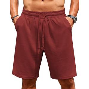COOFANDY Men Casual Shorts Elastic Waist Drawstring Shorts Stretch Summer Beach Shorts with Pockets, L