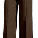 Ulovmi Women's High Waist Wide Leg Pants Tailored Flowy Trousers Casual Work Pants (Brown, XL)