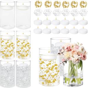 12 Pack White Floating Candles 6 Pack Glass Cylinder Vases 6 Inch Flower Floating Vase for Centerpieces 12 Pcs Pearl String Clear Water Gel Beads for Home Decor 12 Pack White Floating Candles 6 Pack Glass Cylinder Vases 6 Inch Flower Floating Vase for Centerpieces 12 Pcs Pearl String Clear Water Gel Beads for Home Decor