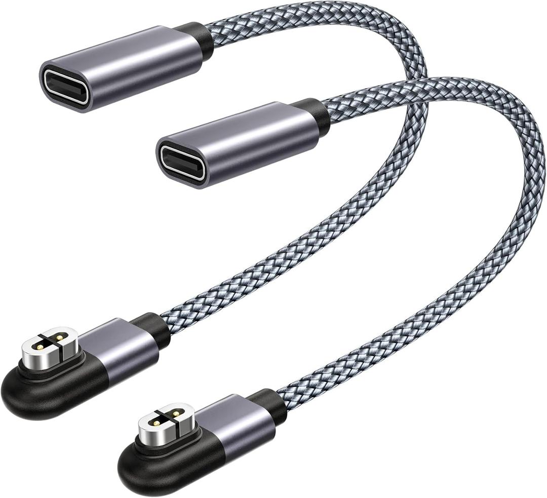 RUXELY USB C to Shokz Charging Cable Adapter 2Pack,AfterShokz Headphone Charger,Type C Magnetic Short Cord for Shockz OpenRun Pro S810,Aeropex AS800,OpenRun Mini,Open Run Air S803,OpenComm 2 UC ASC100 (Gray)