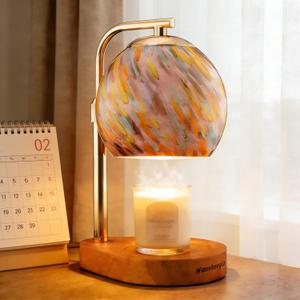 WanshengLe Candle Warmer Lamp with Dimmable 7-Level Brighness, Adjustable Height with 2/4/8H Timer, Home Decor and Gifts for Women Mom Scented Jar - Gold