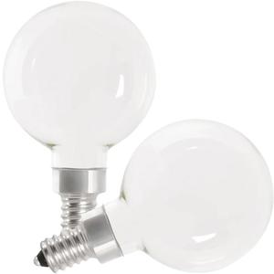 Feit Electric BPG1660W927CAFIL2 60W Equivalent G16.5 E12 Candelabra Dimmable Filament CEC 90 CRI White Glass LED Light Bulb Soft White - Pack of 2