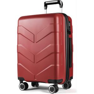 TILYMOL Hardside Carry On Luggage 22x14x9 Airline Approved with Spinner Wheels, Lightweight 20-inch Carry-On Suitcase for Men & Women, Red