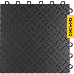 Garage Floor Tiles Interlocking Garage Flooring Tiles Pack of 48 Antislip Oil and Stain Resistant for Garages Shop Floors Basements 40000 LBS Load Capacity (Black, 12 inch x 12 inch, Non Drain Tiles)
