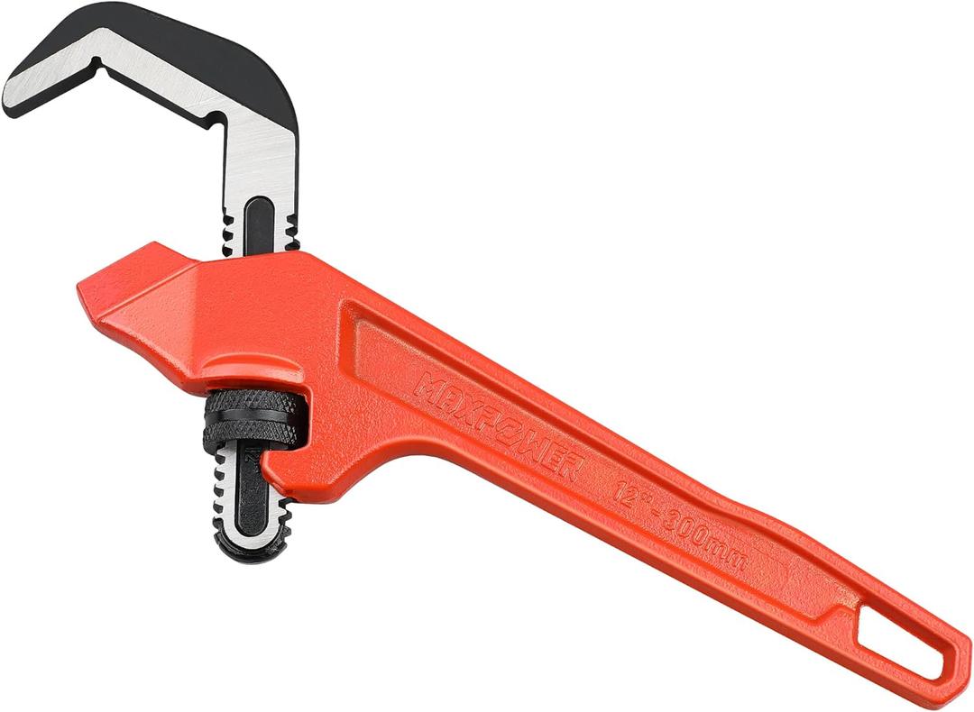 MAXPOWER Adjustable Offset Hex Wrench, 12 Inch, Red, Cast Iron
