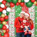 2 x 140pcs Christmas Party Balloon Set, Merry Xmas Balloons with Table Skirts and Foil Fringe Tinsel Curtains for Winter Holiday Party Decorations