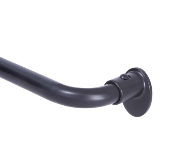 Lunar Complete Blackout Room Darkening Steel Wrap Rod, 28-48" Adjustable Length, 5/8" Dia., Black