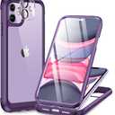 Miracase Glass Series for iPhone 11 Case 6.1 inch, Upgraded Full-Body Rugged Phone Bumper Case Cover with Built-in 9H Tempered Glass Screen Protector and Camera Protector, Purple