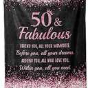 50th Birthday Gifts for Her- 50 and Fabulous Cheetah Leopard Print Flannel Blanket- 50 Years Old Gifts for Women, 50th Birthday Gifts for Women, Friends, Mom, Wife, Aunt, Sister, 60"*50"