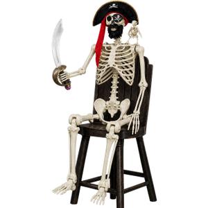 HOMELEX 5.4 Ft Halloween Skeleton Decoration, Life Size Pirate Skeleton
