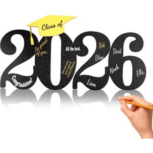 2026 Graduation Decorations - Wooden 2026 Graduation Guestbook Sign, 2026 Graduation Signature Board Signs, 2026 Graduations Decorations for Graduations Party Photo Props Guest Book for High School College