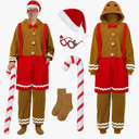 SOMSOC Men Gingerbread Onesie Pajamas Adult Flannel One-Piece Jumpsuit Christmas Hooded Sleepwear Homewear with Pockets XL