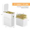 MOPALL Touchless Bathroom TrashCan with Lid, 3 Gallon / 12L Slim Motion Sensor Garbage Bin, Automatic Waste Basket for Bedroom, Office & Narrow Spaces, White & Gold