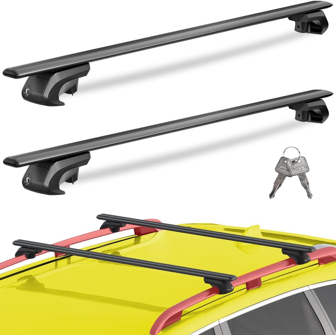 330lbs Heavy Duty Universal Roof Rack Cross Bars 52" | Adjustable Aluminum Crossbars, Lockable Universal Cross Bars that Fit Most Raised Side Rails Vehicles/SUVs (with Gap Design), Roof Rack Crossbar 52”Adjustable