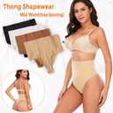 Werena Tummy Control Thong Shapewear for Women Seamless Shaping Thong Panties Body Shaper Underwear (Beige, L)