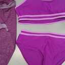 Girls Swimsuit Double Strap High Waist Sporty Bikini Swimsuits Swim Cover Up Skirt 3 Piece Set (15-16 Years, Dark Purple)