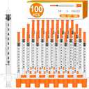 100 Pack 1ml Syringes with Needle-30Ga 0.5 Inch, Individually Sealed Packaging