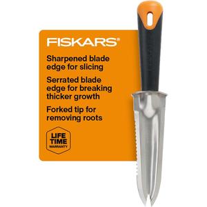 Fiskars Steel Garden Knife,Extra -Large Grip  Multi-Purpose Weed Puller Gardening Tool for Planting, Weeding, Digging, and Cultivating with Hanging Hole