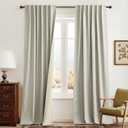 RYB HOME Beige Blackout Curtains 90 inches Long 2 Panels Set, Thermal Insulated Total Light Blocking Noise Reducing Neutral Linen Drapes for Living Room Nursery Office, 52" W x 90" L