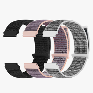 Quick Release Nylon Watch Band 18mm 20mm 22mm for Women Men Nylon Sport Loop Watch Straps Adjustable Breathable Replacement Bands, 2 PCS (Black and Pink)