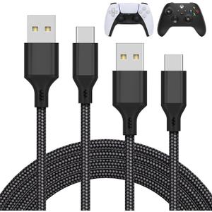 MENEEA Charger Charging Cable for PS5/PS5 Pro Controller,for Xbox Series X/S,for Nintendo Switch 2 Pack 10FT Replacement USB C Cord Nylon Braided Type-C Ports, Cable Power Adater for PS4 Controller, Adaters