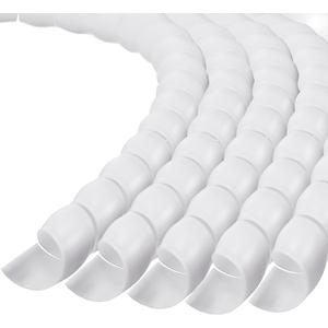 Flutesan Dog and Cat Cord Protector 10 mm Spiral Cable Wire Wrap from Pets No Chew Cat Proofing Cords 5 Pcs/Pack for TV Computer Ebike Electrical Wire(49.2 ft., White)