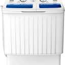  Portable Washing Machine, Twin Tub 20 Lbs Capacity, Washer(12 Lbs) and Spinner(8 Lbs), Durable Design, Timer Control, Compact Laundry Washer for RV, Apartments and Dorms, Blue+White