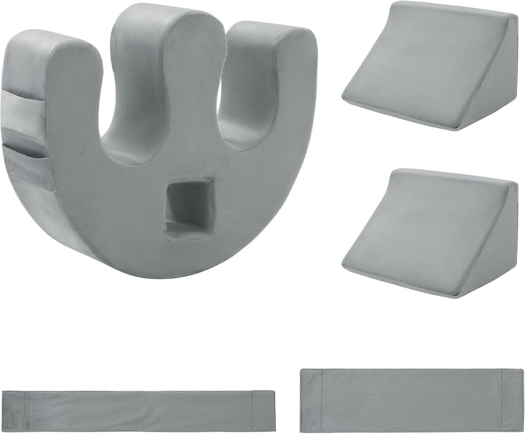 ROYALAY Bedridden Patient Turning Device for Elderly with Fixing Strap, Bedsore Pressure Relief Pillow, Bed Ridden Patient Supplies, Grey