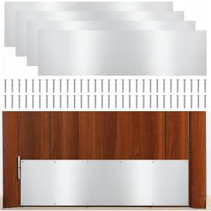 Tatuo 4 Pcs Door Kick Plates for Exterior Interior Doors Protection Decor Rectangular Aluminum Door Push Plate with Satin Finish (34 x 8 Inch,Sliver Gray)